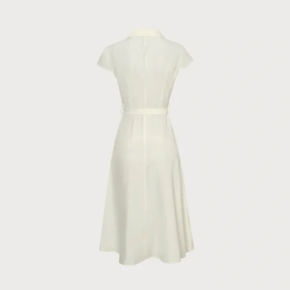 RIHOAS Cream Cap-Sleeved Midi Dress with Belt SMALL - Picture 6 of 10